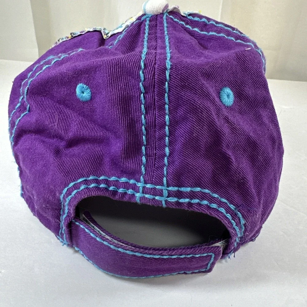 Disney Parks Mickey Mouse Youth Purple Blue Rhinestones Adjustable Ball Cap Hat - Picture 3 of 16